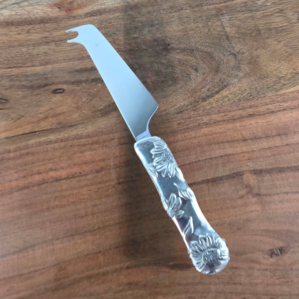 Royal Selangor Pewter Sunflower Design Cheese Knife Cutlery Vtg 8 1/4" Stainless